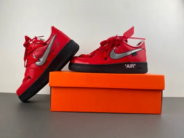 Nike Air Force 1 Off-White Red Zipper Lifestyle Sneakers 14