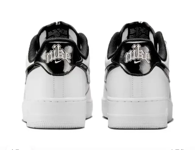 Nike Air Force 1 White and Glossy Black Lifestyle Sneakers 3