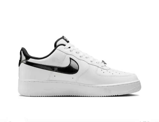 Nike Air Force 1 White and Glossy Black Lifestyle Sneakers 5
