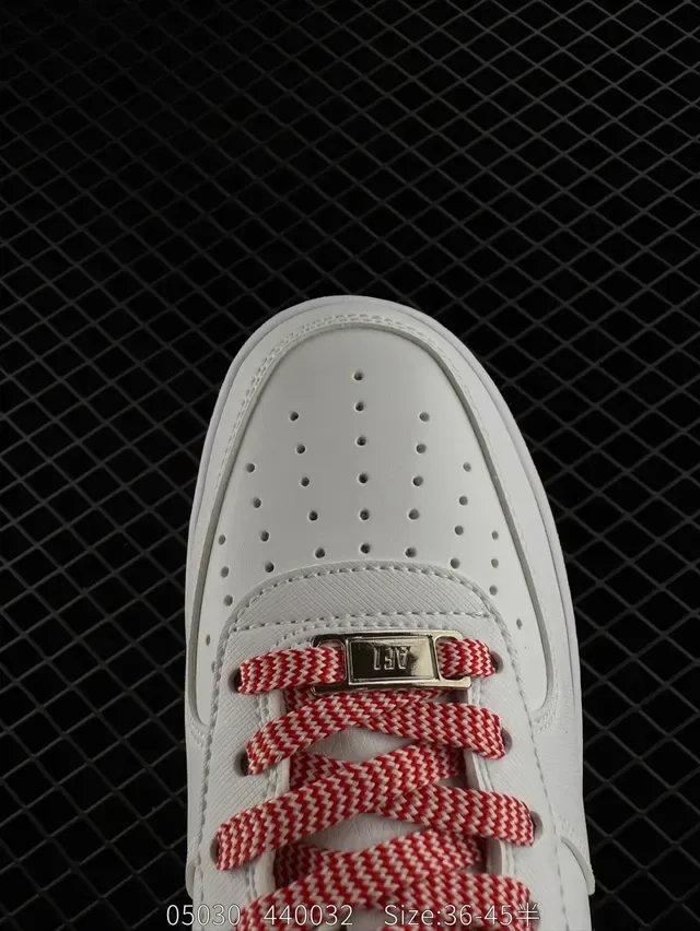 Nike Air Force 1 White and Red Low-Top Lifestyle Sneakers 2