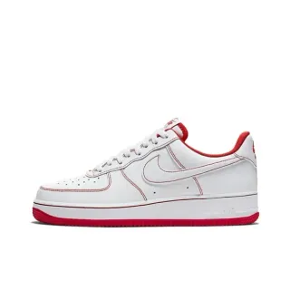 Nike Air Force 1 White and Red Stitched Lifestyle Sneakers