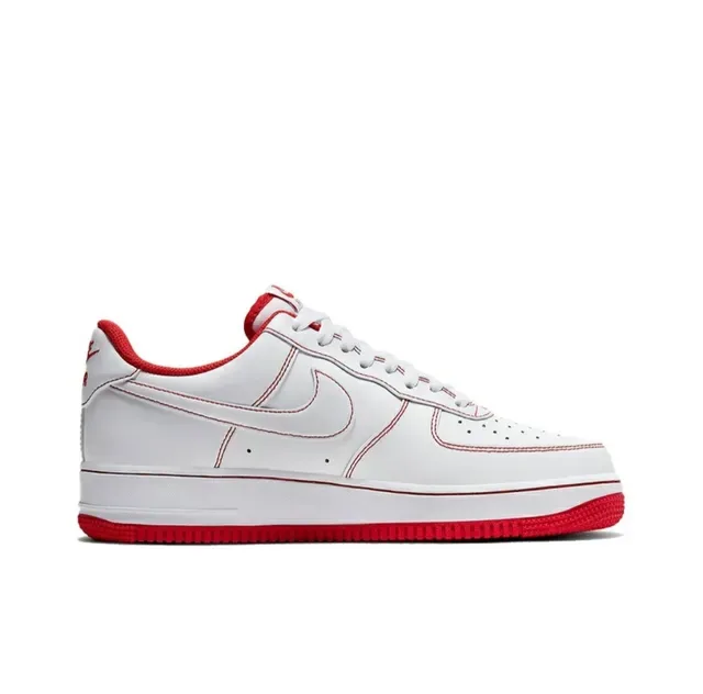 Nike Air Force 1 White and Red Stitched Lifestyle Sneakers 2