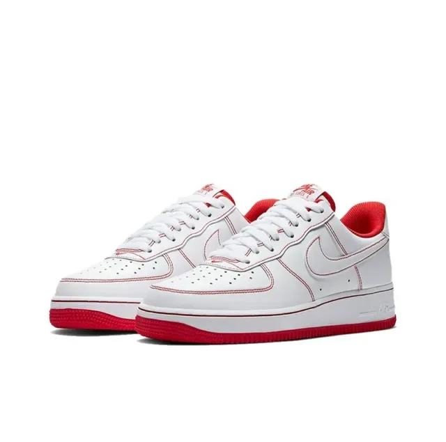 Nike Air Force 1 White and Red Stitched Lifestyle Sneakers 3