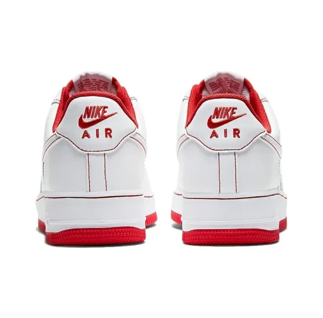 Nike Air Force 1 White and Red Stitched Lifestyle Sneakers 5