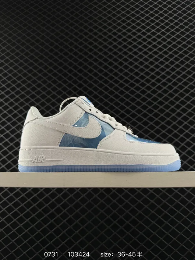 Nike Air Force 1 White and Translucent Blue Lifestyle Sneakers 5