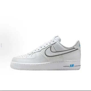 Nike Air Force 1 White Blue Low-Top Perforated Toe Lifestyle Sneakers