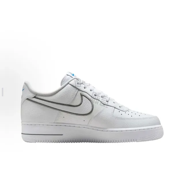 Nike Air Force 1 White Blue Low-Top Perforated Toe Lifestyle Sneakers 4