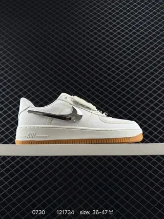 Nike Air Force 1 White Metallic Swoosh Lifestyle Sneakers 2