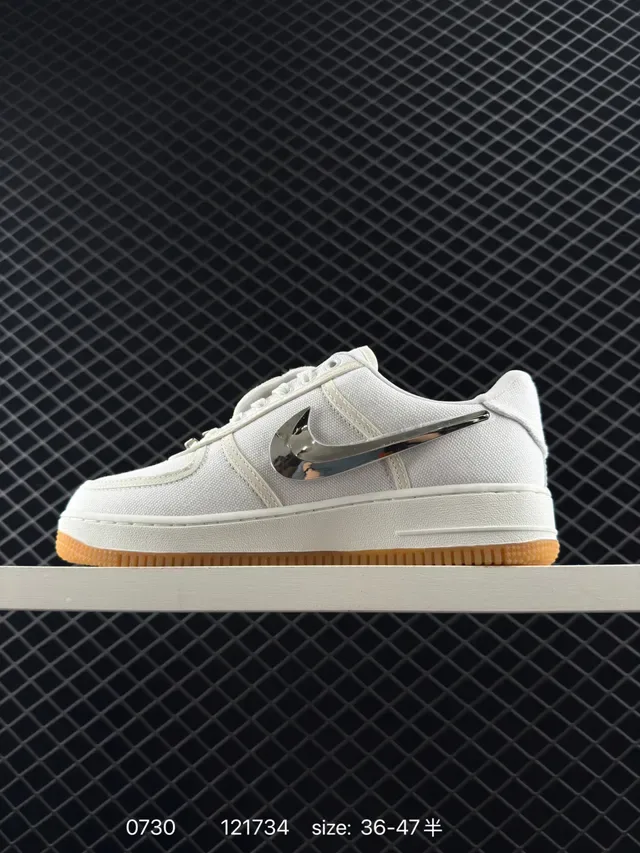 Nike Air Force 1 White Metallic Swoosh Lifestyle Sneakers 6