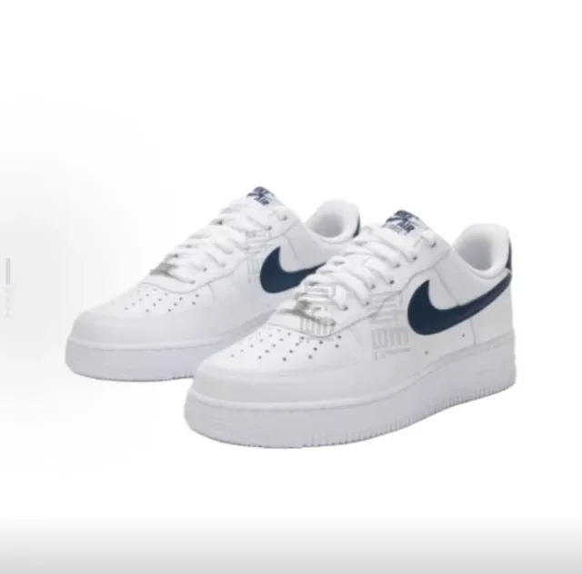 Nike Air Force 1 White Navy Lifestyle Sneakers 5