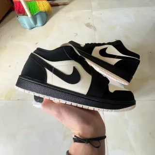 Nike Air Jordan 1 Low Black and Cream Lifestyle Sneakers