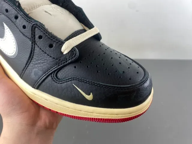 Nike Air Jordan 1 Low Black Cream Red Lifestyle Sneakers 2
