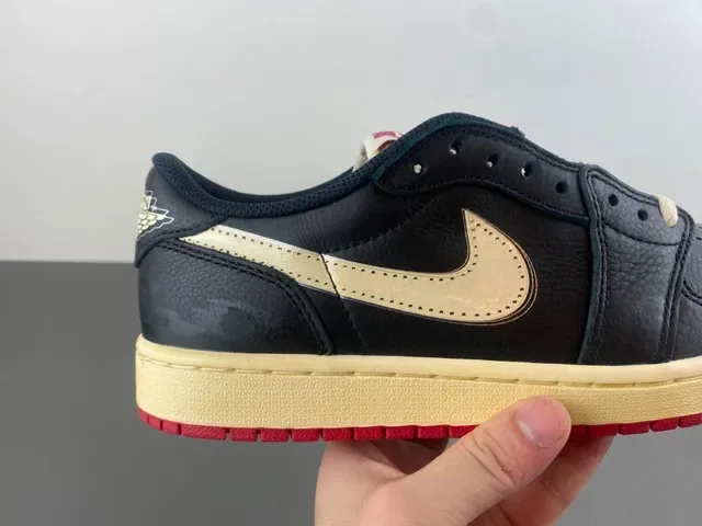Nike Air Jordan 1 Low Black Cream Red Lifestyle Sneakers 3