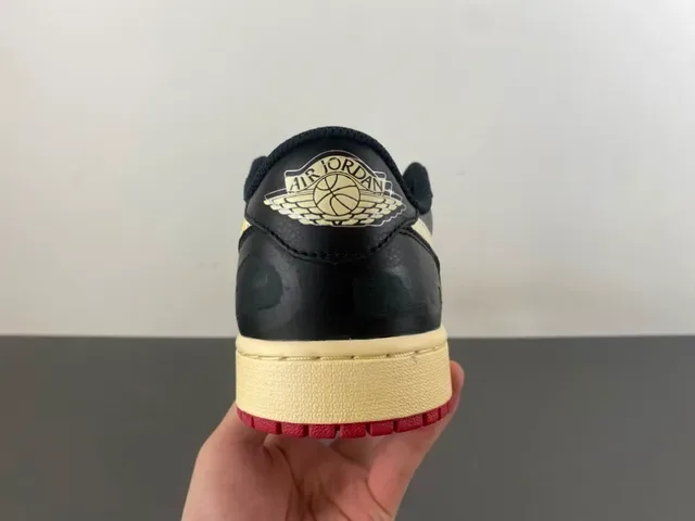 Nike Air Jordan 1 Low Black Cream Red Lifestyle Sneakers 5