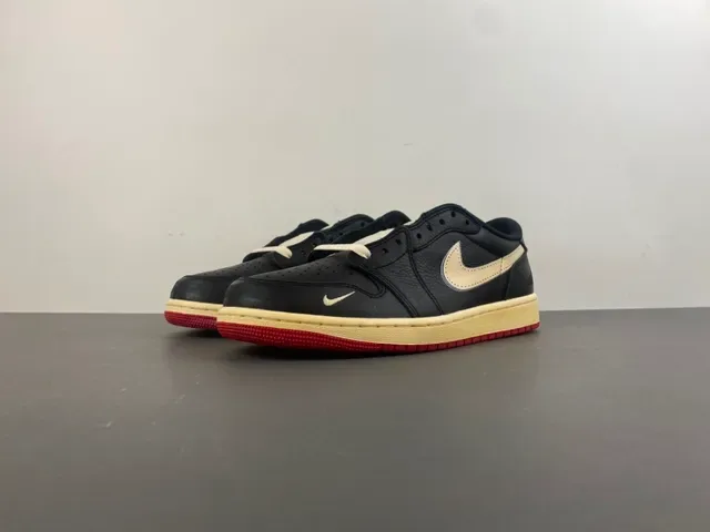 Nike Air Jordan 1 Low Black Cream Red Lifestyle Sneakers 12