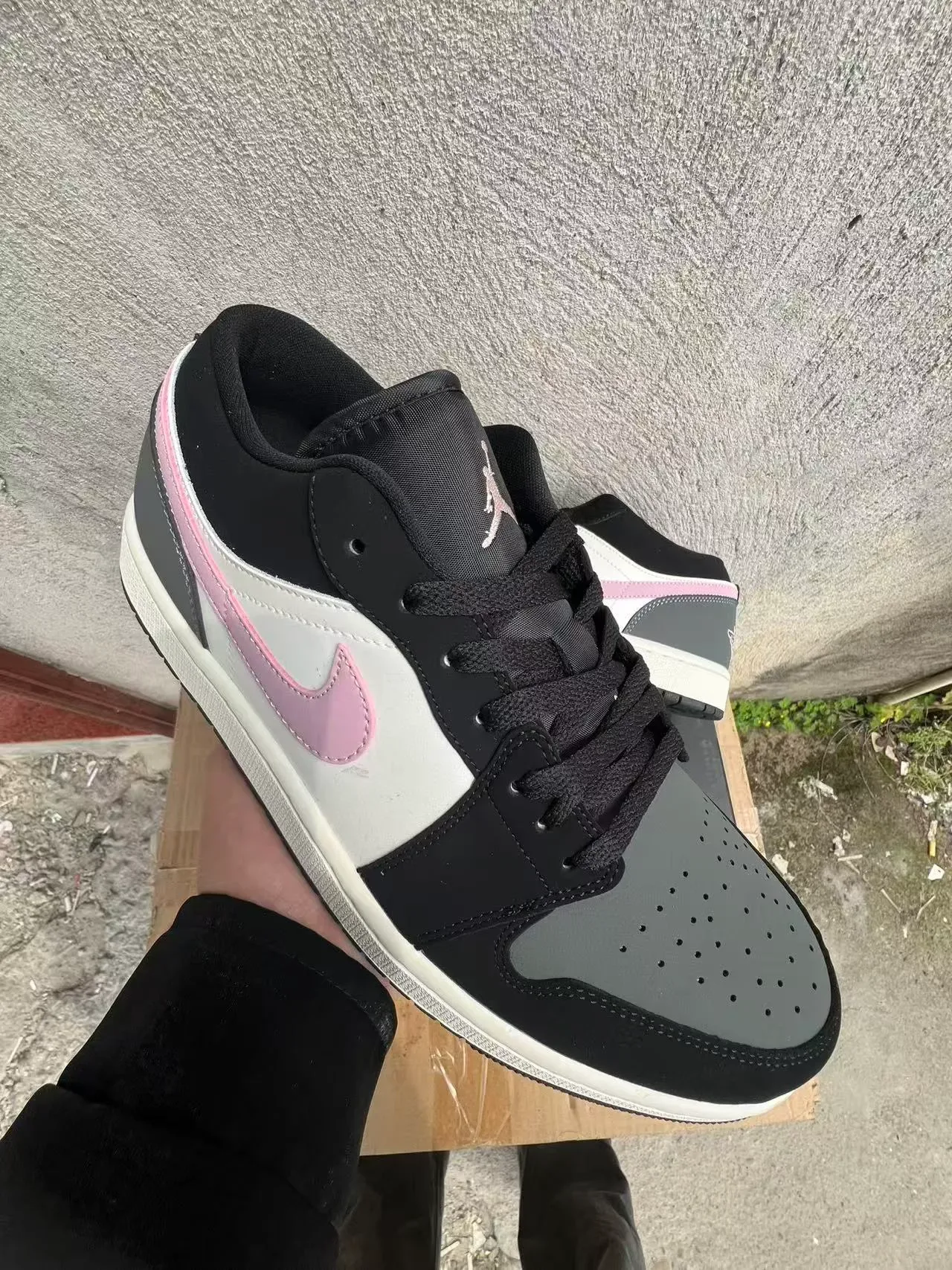 Nike Air Jordan 1 Low Black White Pink Lifestyle Sneakers 2