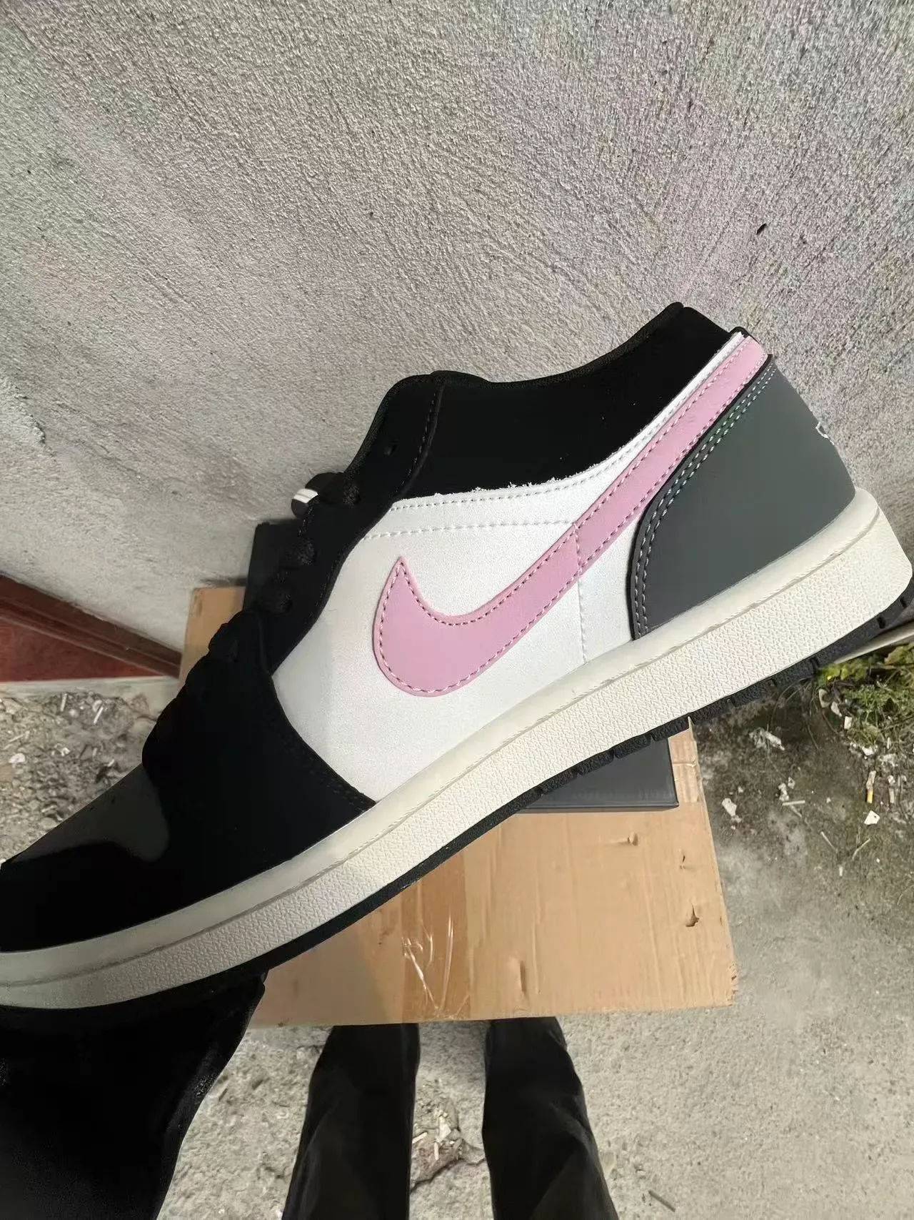 Nike Air Jordan 1 Low Black White Pink Lifestyle Sneakers 5