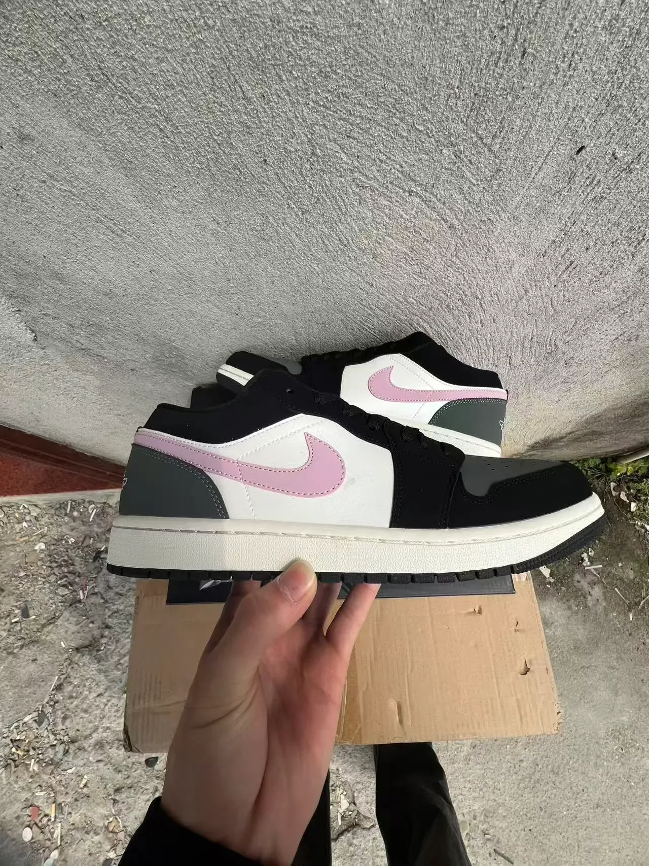 Nike Air Jordan 1 Low Black White Pink Lifestyle Sneakers 7