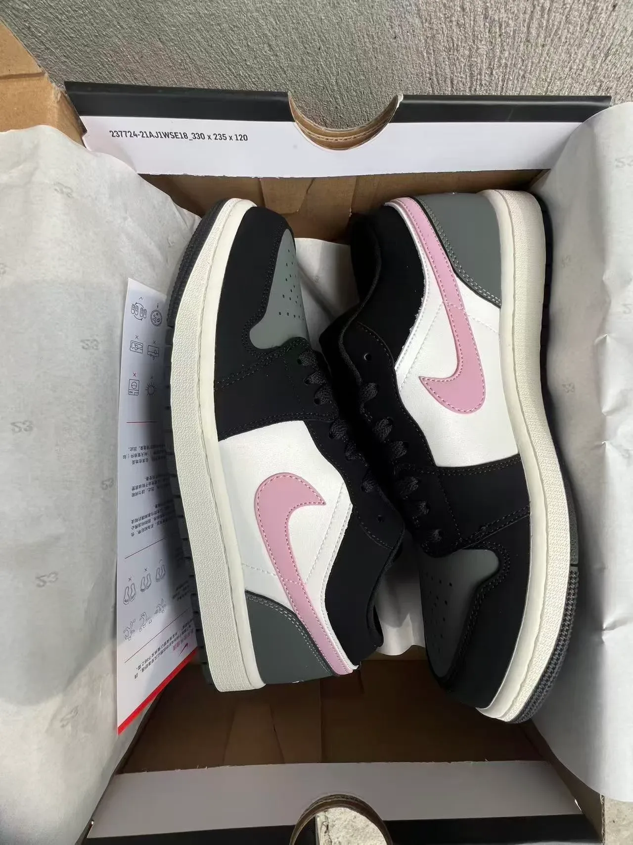 Nike Air Jordan 1 Low Black White Pink Lifestyle Sneakers 9