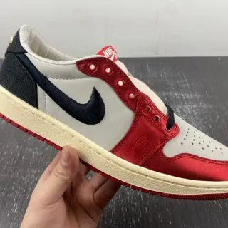 Nike Air Jordan 1 Low Laceless Red White Black Lifestyle Sneakers