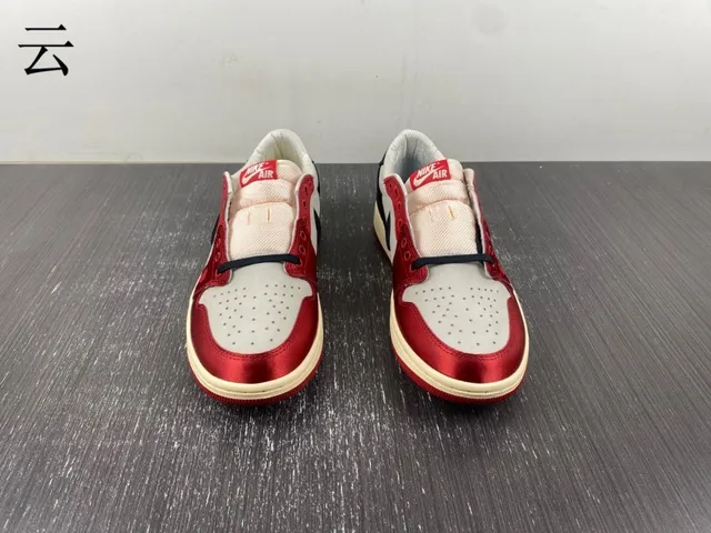 Nike Air Jordan 1 Low Laceless Red White Black Lifestyle Sneakers 5