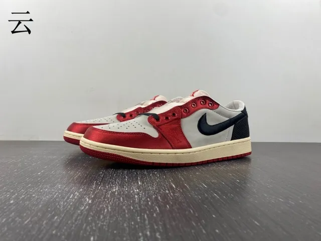 Nike Air Jordan 1 Low Laceless Red White Black Lifestyle Sneakers 8