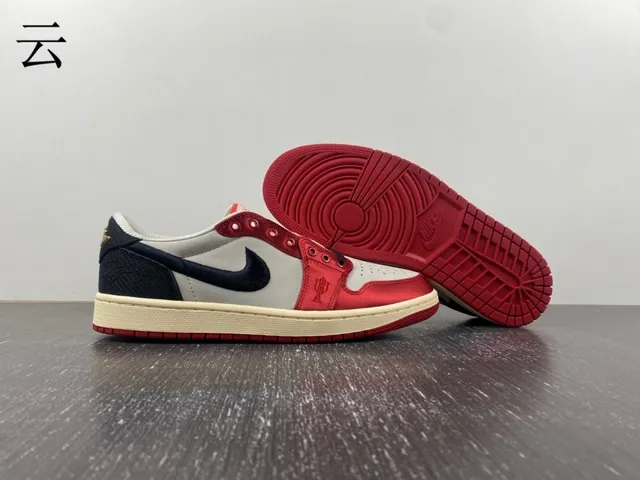 Nike Air Jordan 1 Low Laceless Red White Black Lifestyle Sneakers 9