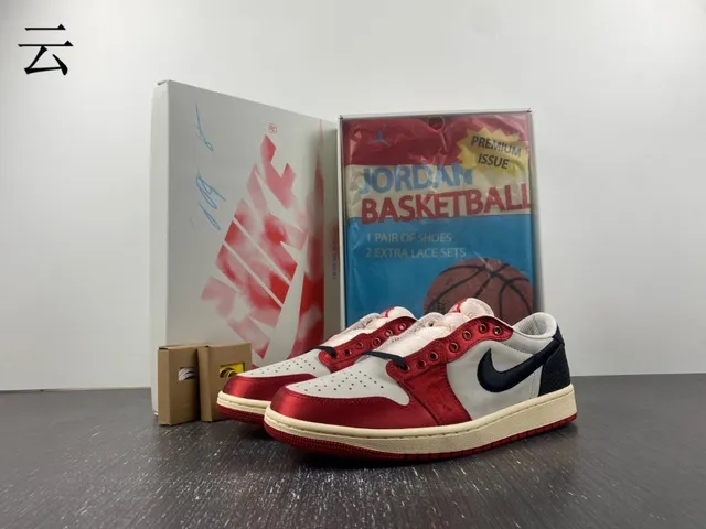Nike Air Jordan 1 Low Laceless Red White Black Lifestyle Sneakers 13