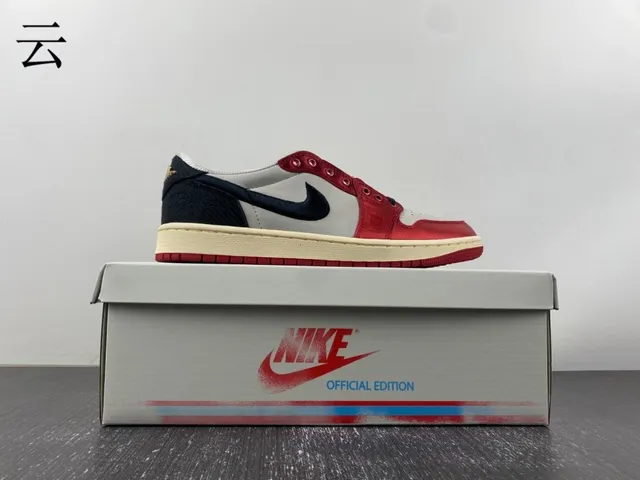 Nike Air Jordan 1 Low Laceless Red White Black Lifestyle Sneakers 14