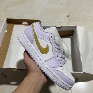 Nike Air Jordan 1 Low Lavender and Gold Lifestyle Sneakers