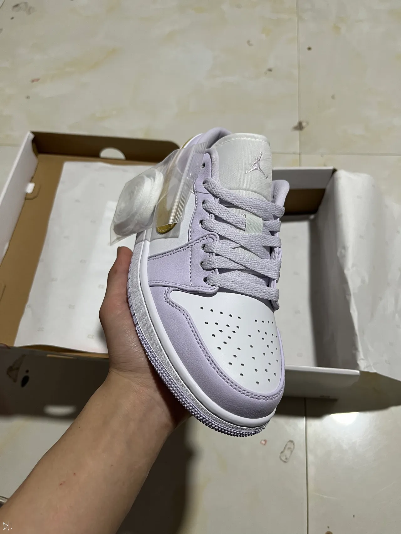 Nike Air Jordan 1 Low Lavender and Gold Lifestyle Sneakers 2