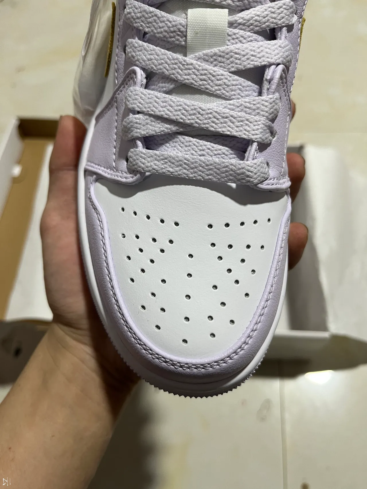 Nike Air Jordan 1 Low Lavender and Gold Lifestyle Sneakers 3