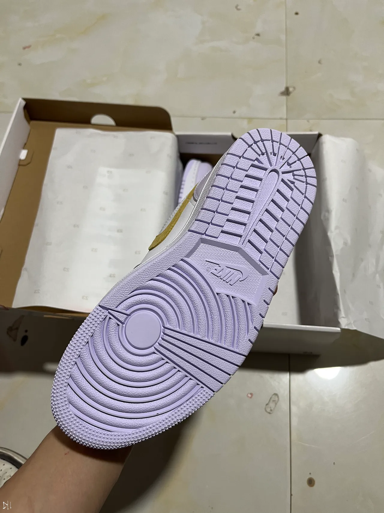 Nike Air Jordan 1 Low Lavender and Gold Lifestyle Sneakers 5