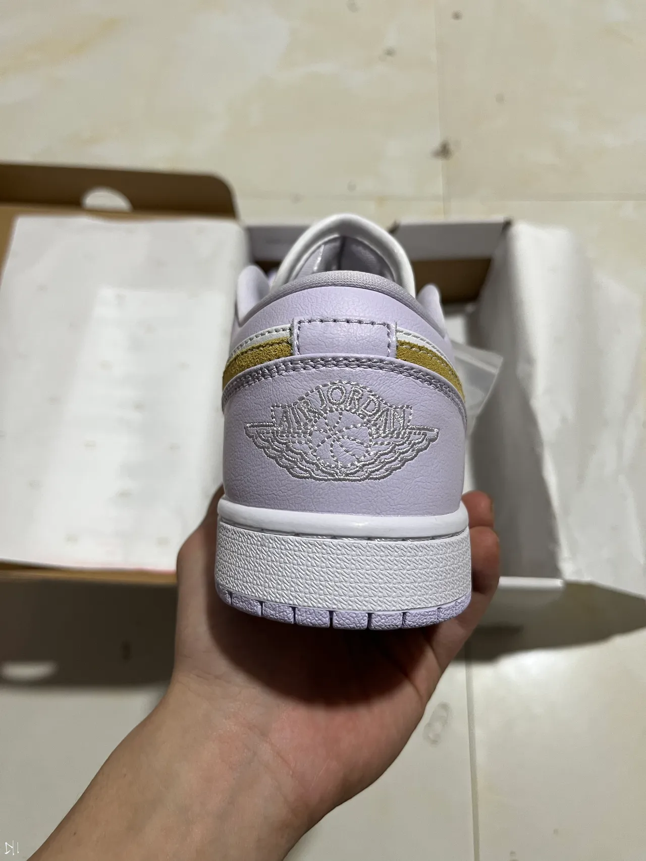 Nike Air Jordan 1 Low Lavender and Gold Lifestyle Sneakers 6
