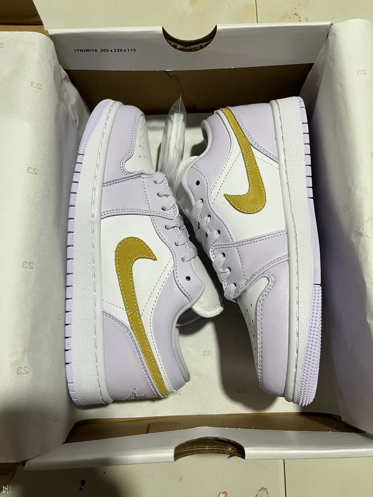 Nike Air Jordan 1 Low Lavender and Gold Lifestyle Sneakers 7