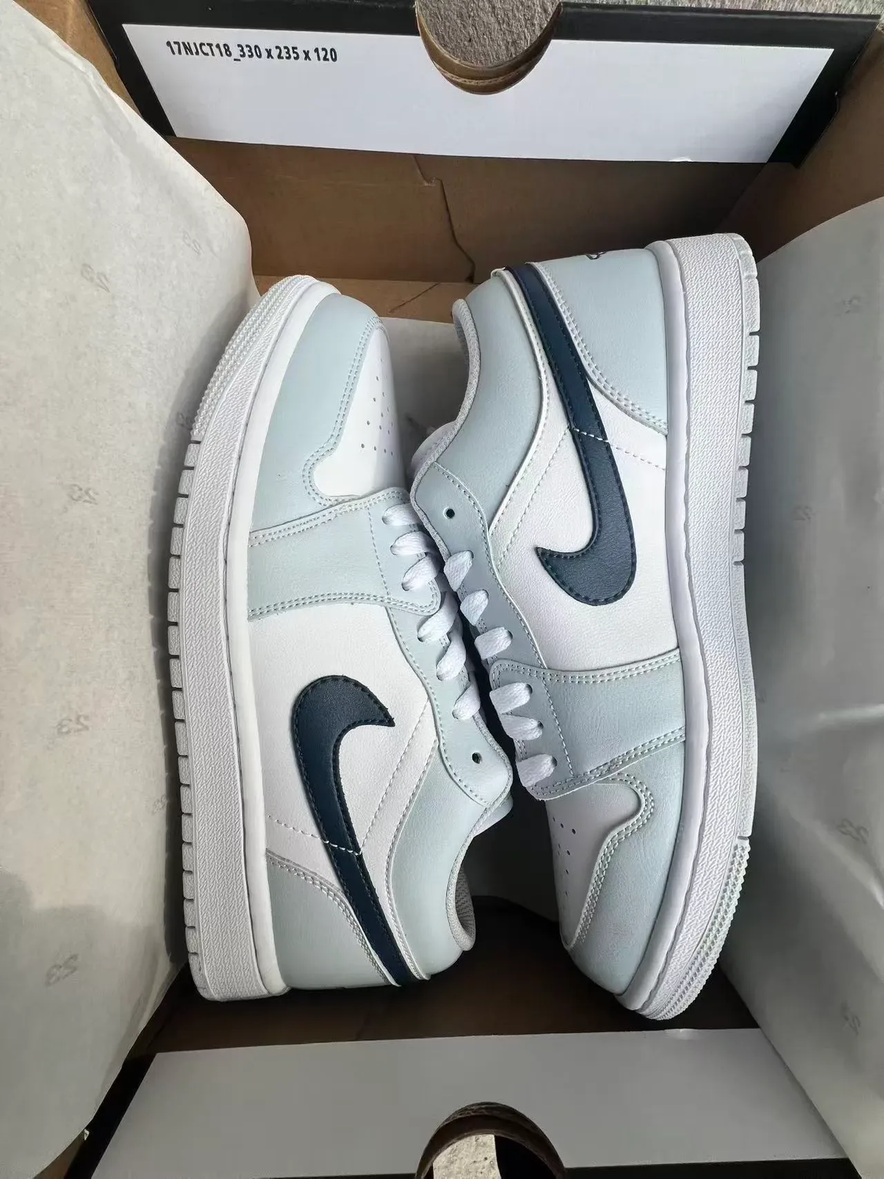 Nike Air Jordan 1 Low Light Gray Navy Lifestyle Sneakers 9