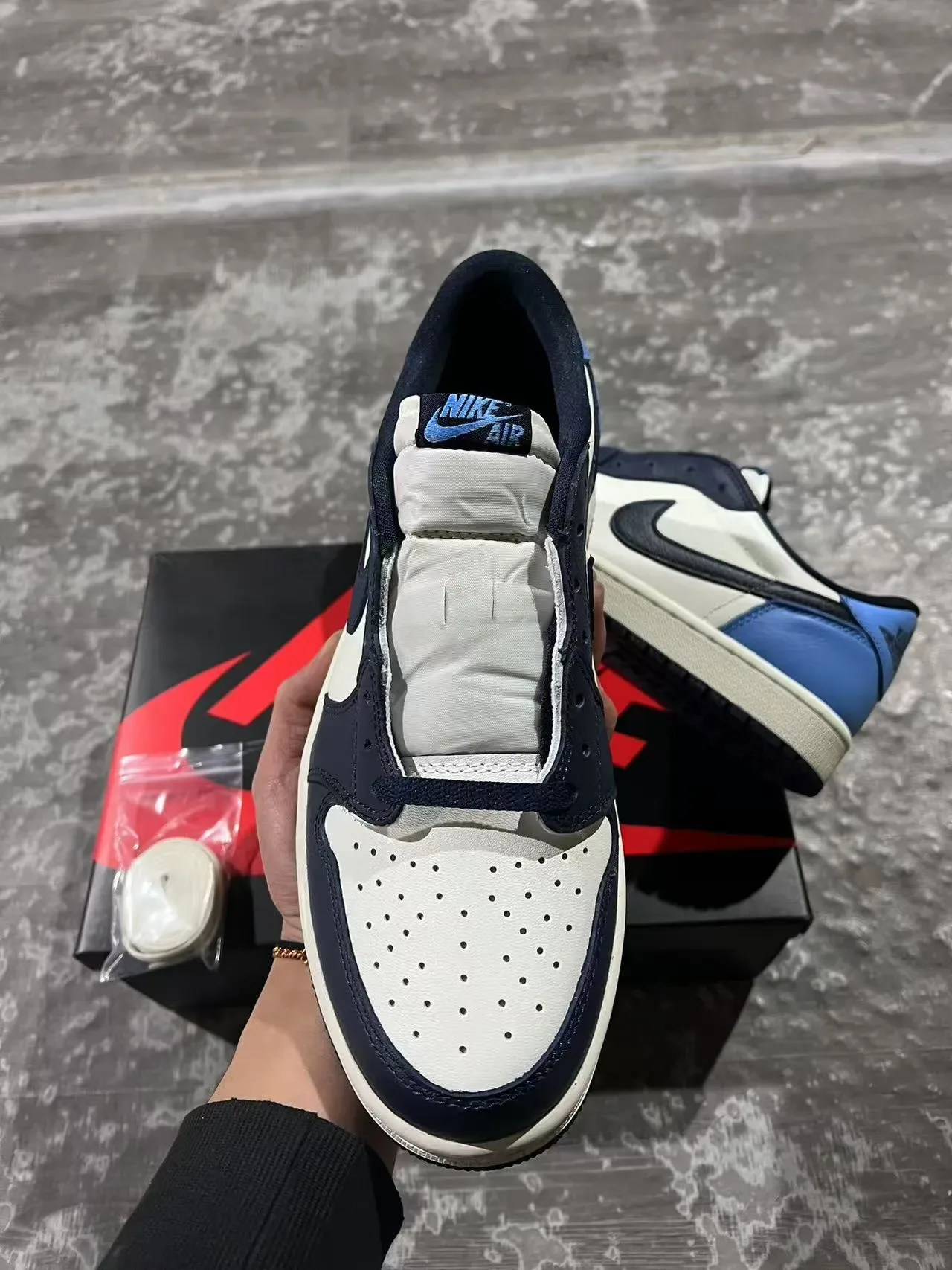 Nike Air Jordan 1 Low Navy and Blue Lifestyle Sneakers 3