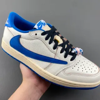 Nike Air Jordan 1 Low Off-White and Royal Blue Lifestyle Sneakers