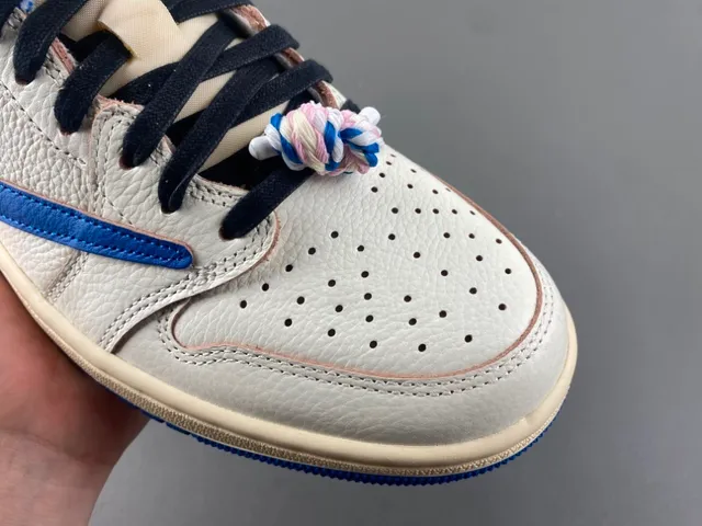 Nike Air Jordan 1 Low Off-White and Royal Blue Lifestyle Sneakers 2