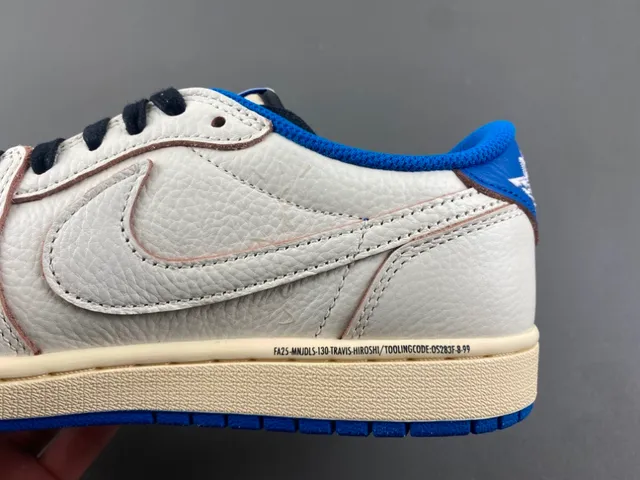 Nike Air Jordan 1 Low Off-White and Royal Blue Lifestyle Sneakers 5