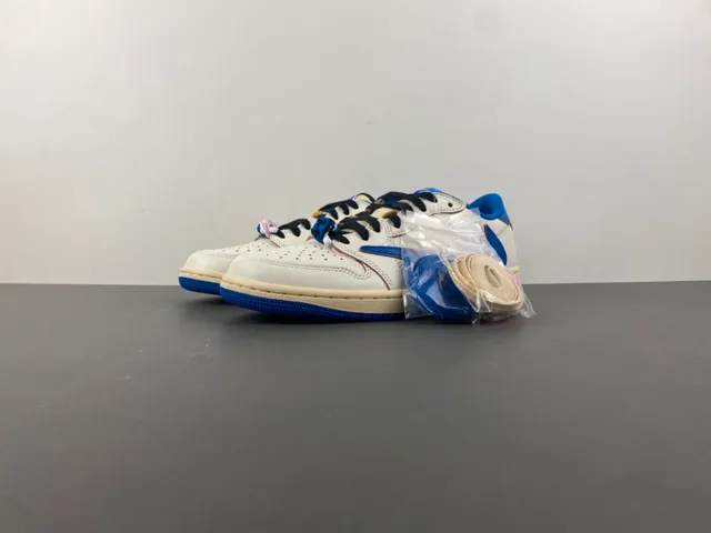 Nike Air Jordan 1 Low Off-White and Royal Blue Lifestyle Sneakers 11