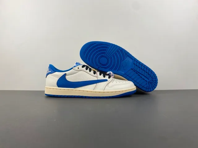 Nike Air Jordan 1 Low Off-White and Royal Blue Lifestyle Sneakers 13
