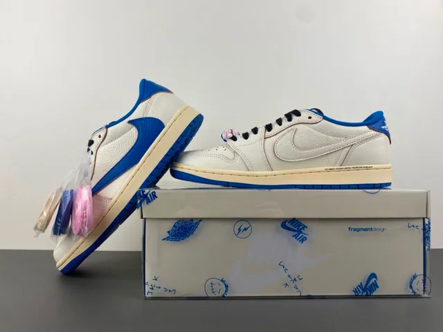 Nike Air Jordan 1 Low Off-White and Royal Blue Lifestyle Sneakers 15
