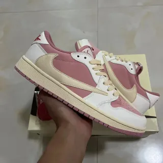 Nike Air Jordan 1 Low Pink and Beige Lifestyle Sneakers