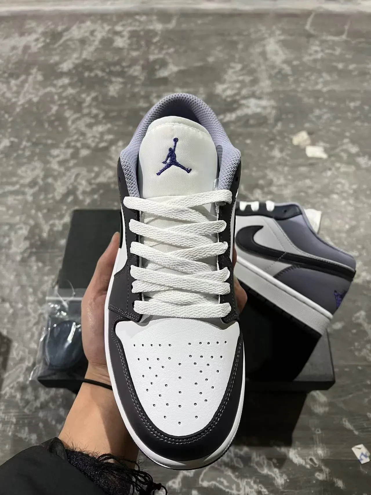 Nike Air Jordan 1 Low Purple White Black Lifestyle Sneakers 3