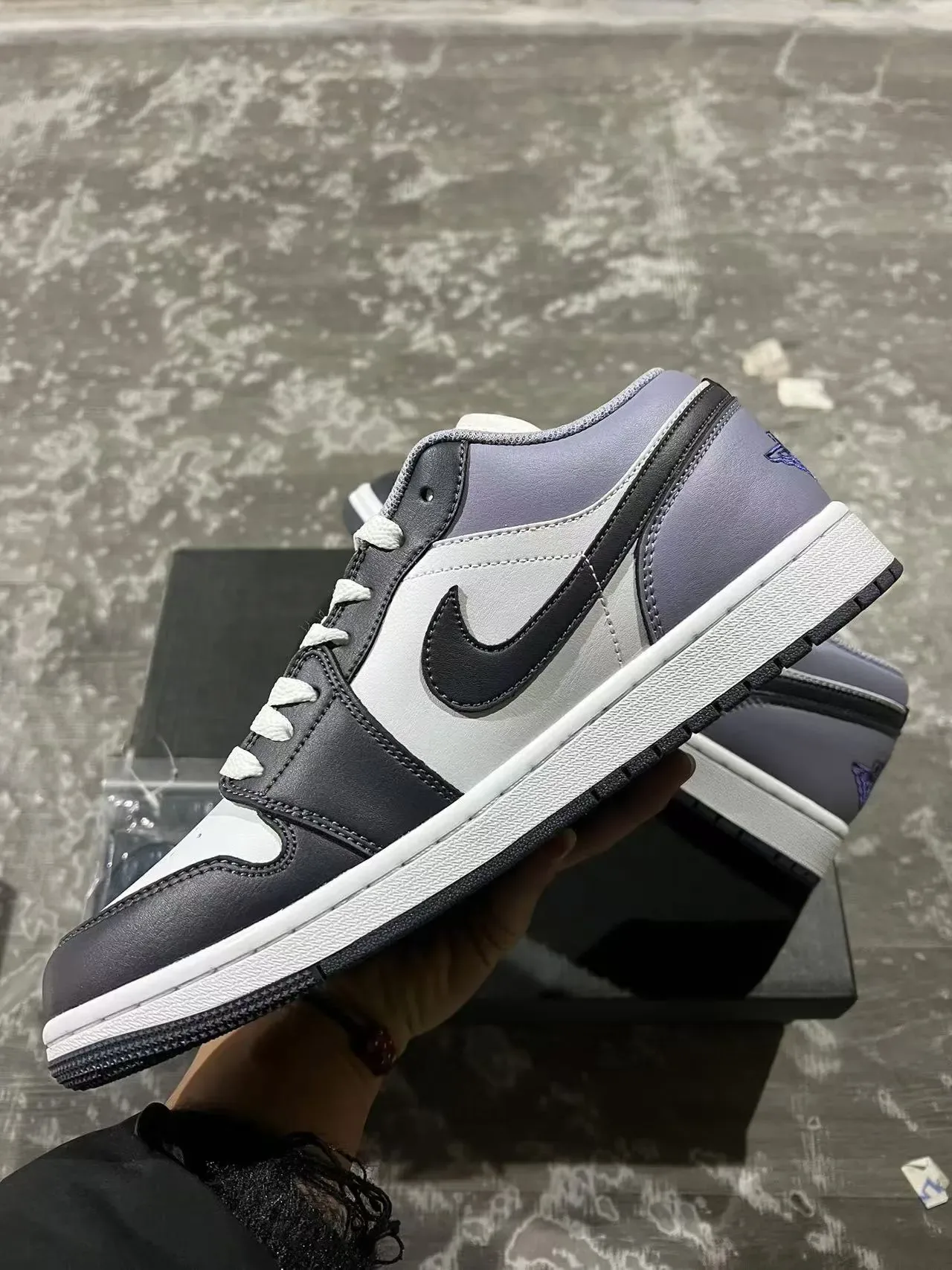 Nike Air Jordan 1 Low Purple White Black Lifestyle Sneakers 5