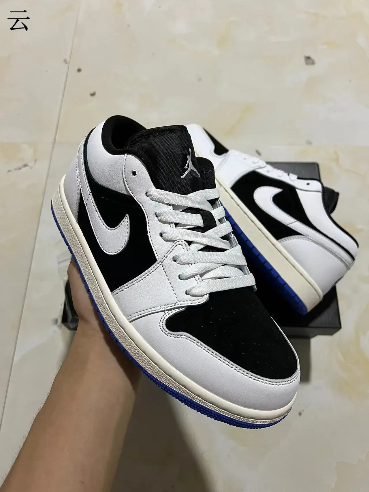 Nike Air Jordan 1 Low White Black Royal Blue Lifestyle Sneakers 2