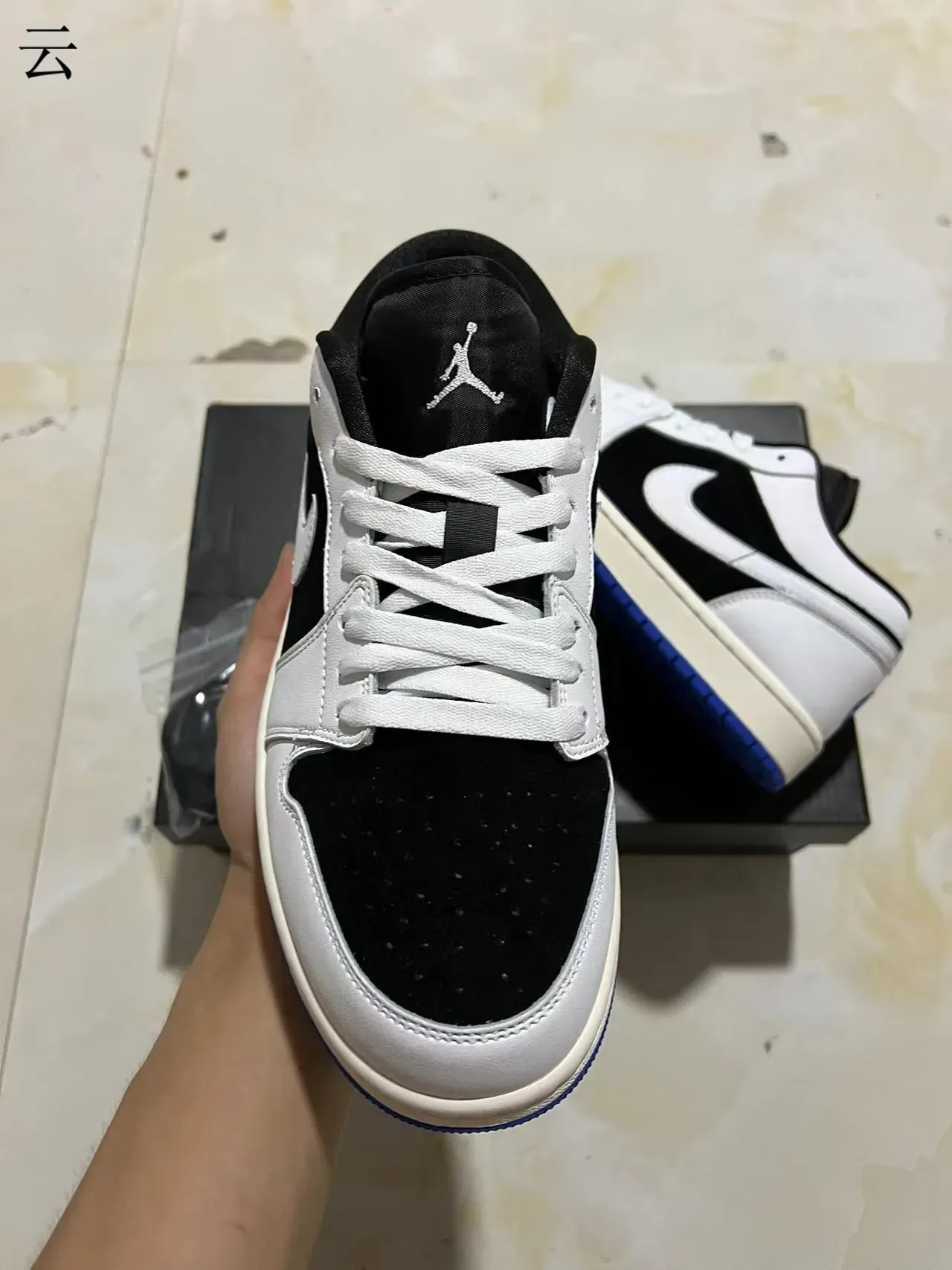 Nike Air Jordan 1 Low White Black Royal Blue Lifestyle Sneakers 3