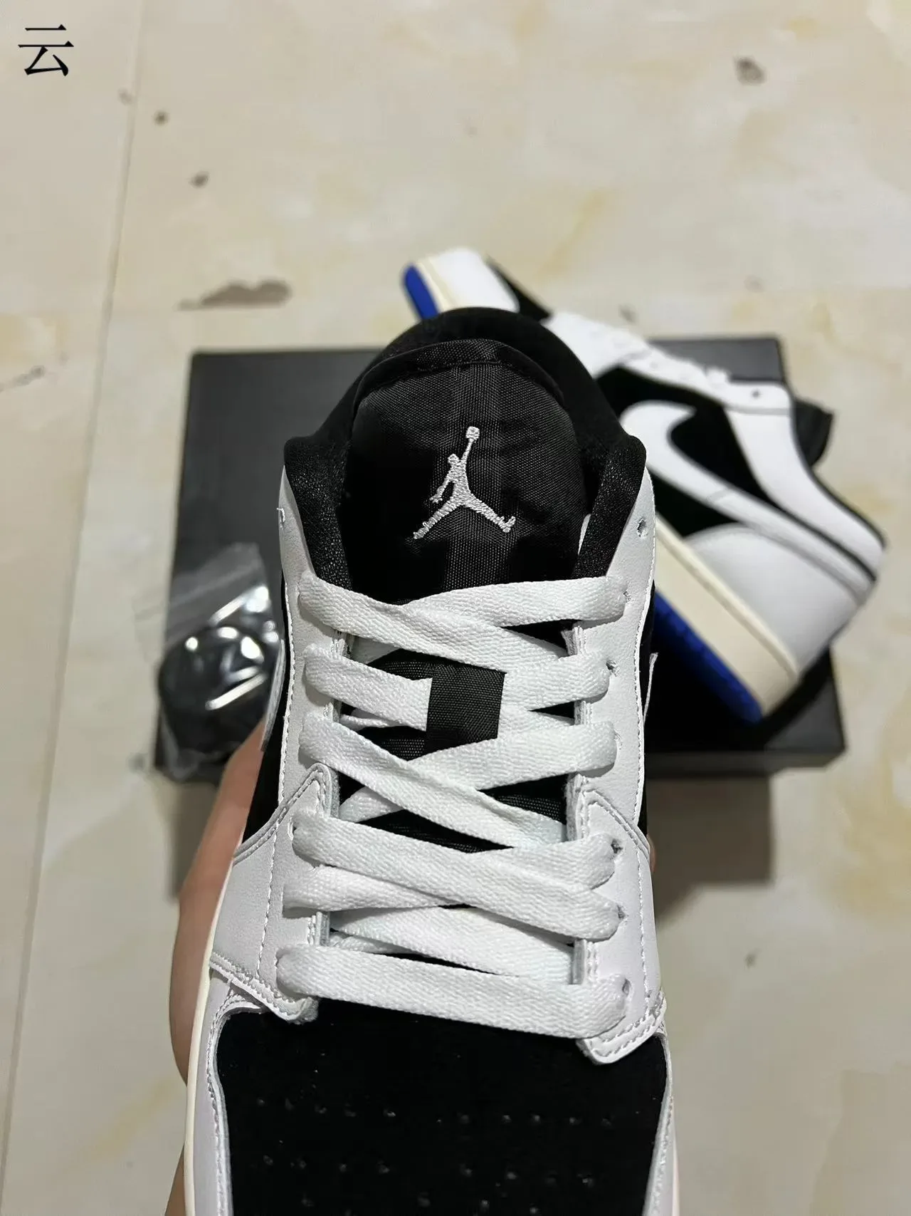 Nike Air Jordan 1 Low White Black Royal Blue Lifestyle Sneakers 4