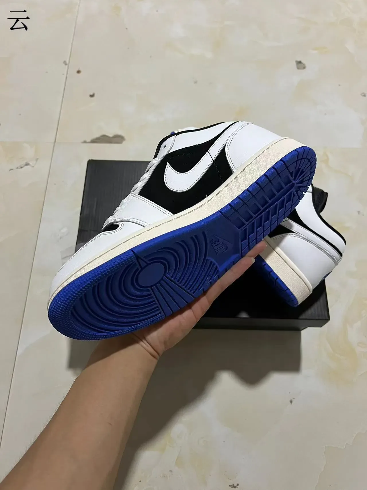 Nike Air Jordan 1 Low White Black Royal Blue Lifestyle Sneakers 6
